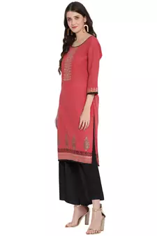 Pink printed cotton cotton-kurtis