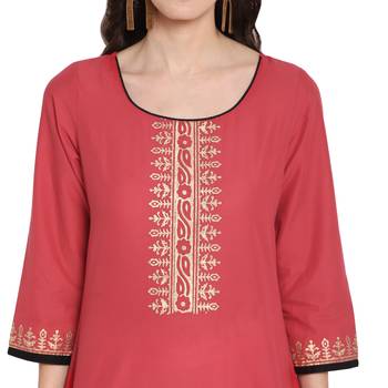 Pink printed cotton cotton-kurtis 5