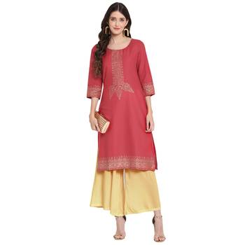 Pink printed cotton cotton-kurtis 2