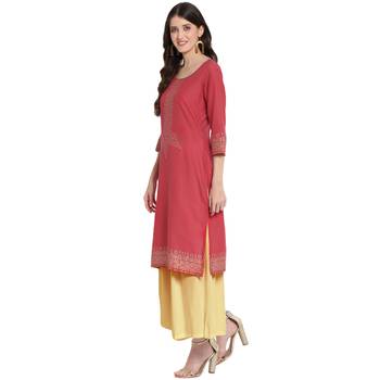 Pink printed cotton cotton-kurtis 4