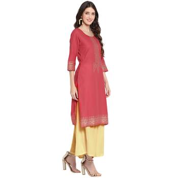 Pink printed cotton cotton-kurtis 5