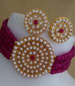 Purple Glass Pearl Choker Bollywood Style Jewellery set