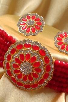 Red Crystal CZ Choker Stylish Jewellery Set
