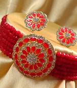 Red Crystal CZ Choker Stylish Jewellery Set