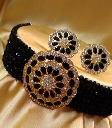 Black Crystal CZ Choker Stylish Jewellery Set