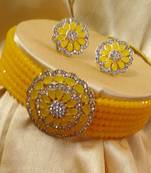 Yellow Crystal CZ Choker Stylish Jewellery Set