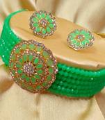 Mint Green Crystal CZ Choker Stylish Jewellery Set