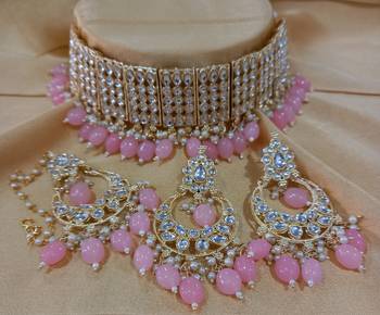 Pink Pearl Pachi Kundan Choker Latest Jewellery Set 1
