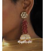 Ethnic Pink Jade Gold and Off White Latkan Jhumaka