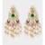 Ethnic Red Green and White Chandbali Danglers