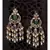 Ethnic Red Green and White Chandbali Danglers
