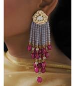 Modern Grey Red Jhumki with Golden Top