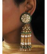 Vintage Green and Gold Tassel Jhumki