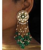Green and Gold Kundan Tops with Tassel