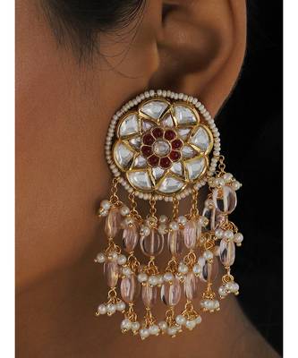 Pink White and Red Tassel look-a-like Jhumki 1