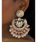 Floral White and Peach Modern Chandbali