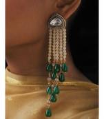 Green Lemon Yellow and Kundan Tops with Tassel