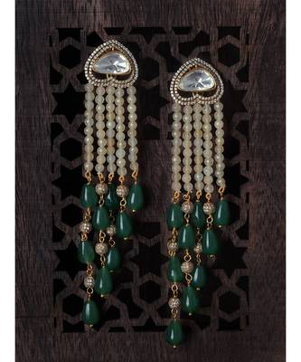 Green Lemon Yellow and Kundan Tops with Tassel 2