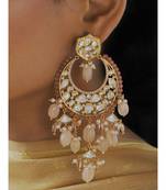 Peach and Kundan Stunded Chandelier Chandbali