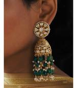 Green and Gold Kundan Tops Agate Drop Jhumka