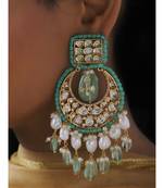 Green and White Mesmerising Chandelier Chandbali