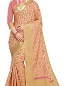 Sareemall Beige Festive Silk Blend Banarasi Saree With Unstitched Blouse