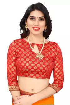 Mustar Vichitra Silk Plain Bollywood Saree With Banarasi Silk Blouse.