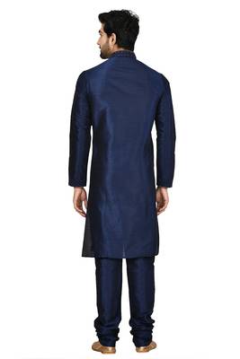 Blue printed art silk kurta-pajama 2