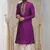 Purple printed blended cotton kurta-pajama