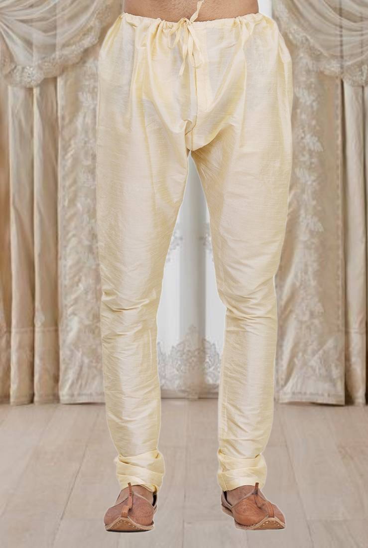 Green embroidered art silk kurta-pajama