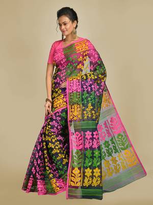 Multicolor Woven Blended Cotton Saree Without Blouse 2