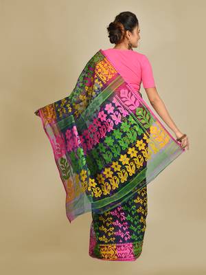 Multicolor Woven Blended Cotton Saree Without Blouse 3