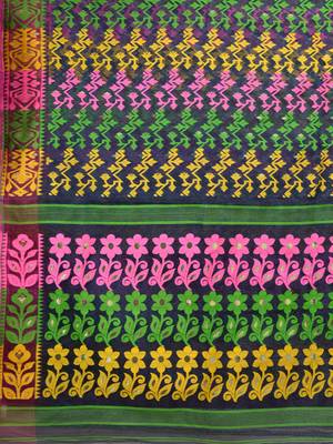 Multicolor Woven Blended Cotton Saree Without Blouse 4