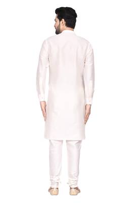 White printed art silk kurta-pajama 2