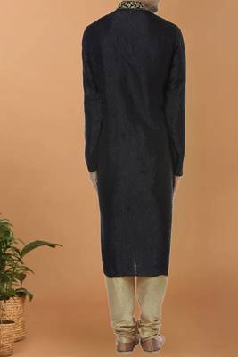 Black printed blended cotton kurta-pajama 2