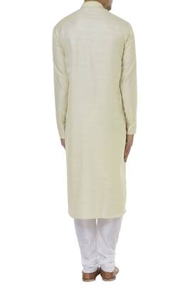 White embroidered blended cotton kurta-pajama 2