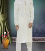White printed georgette kurta-pajama