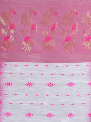 White woven cotton saree with blouse 4