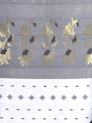 White woven cotton saree with blouse 4