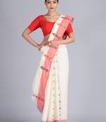 White woven pure cotton saree 