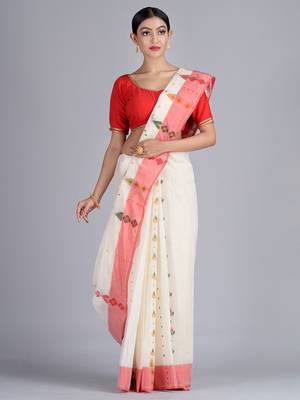 White woven pure cotton saree  2