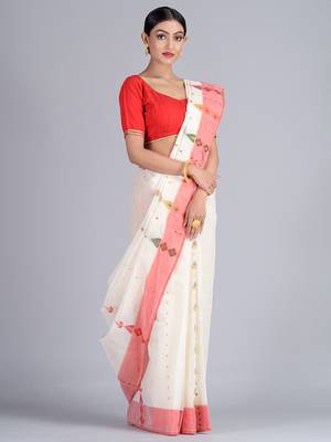 White woven pure cotton saree  3