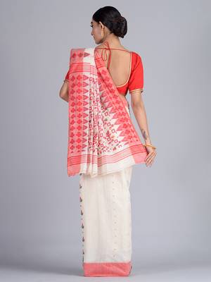 White woven pure cotton saree  4
