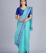 Sea Green Woven Pure Cotton Saree Without Blouse