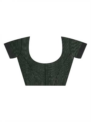 Green woven matka silk saree with blouse 5