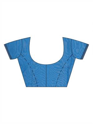 Blue woven matka silk saree with blouse 5