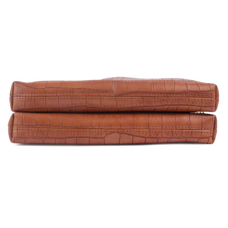 Tan Croc-Textured Sling Bag