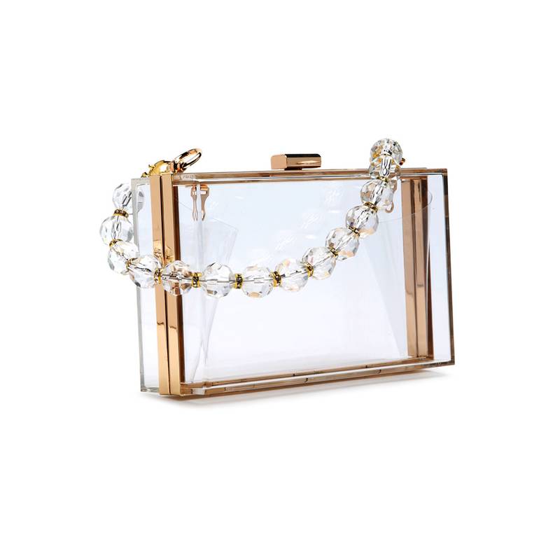 Metal Framed Clear Box Clutch Bag