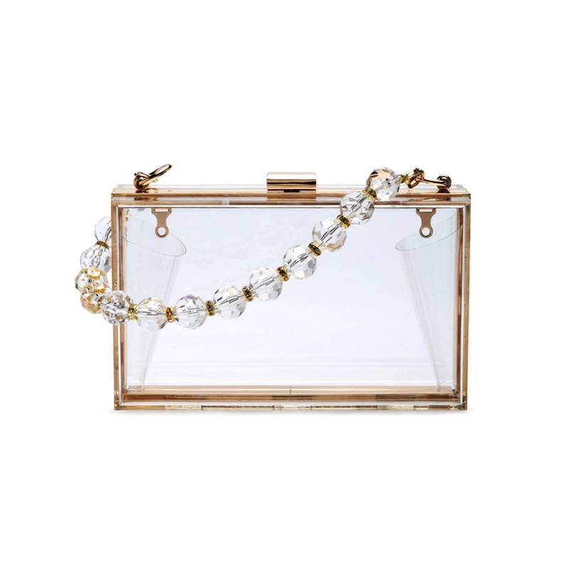 Metal Framed Clear Box Clutch Bag