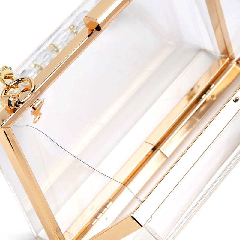 Metal Framed Clear Box Clutch Bag